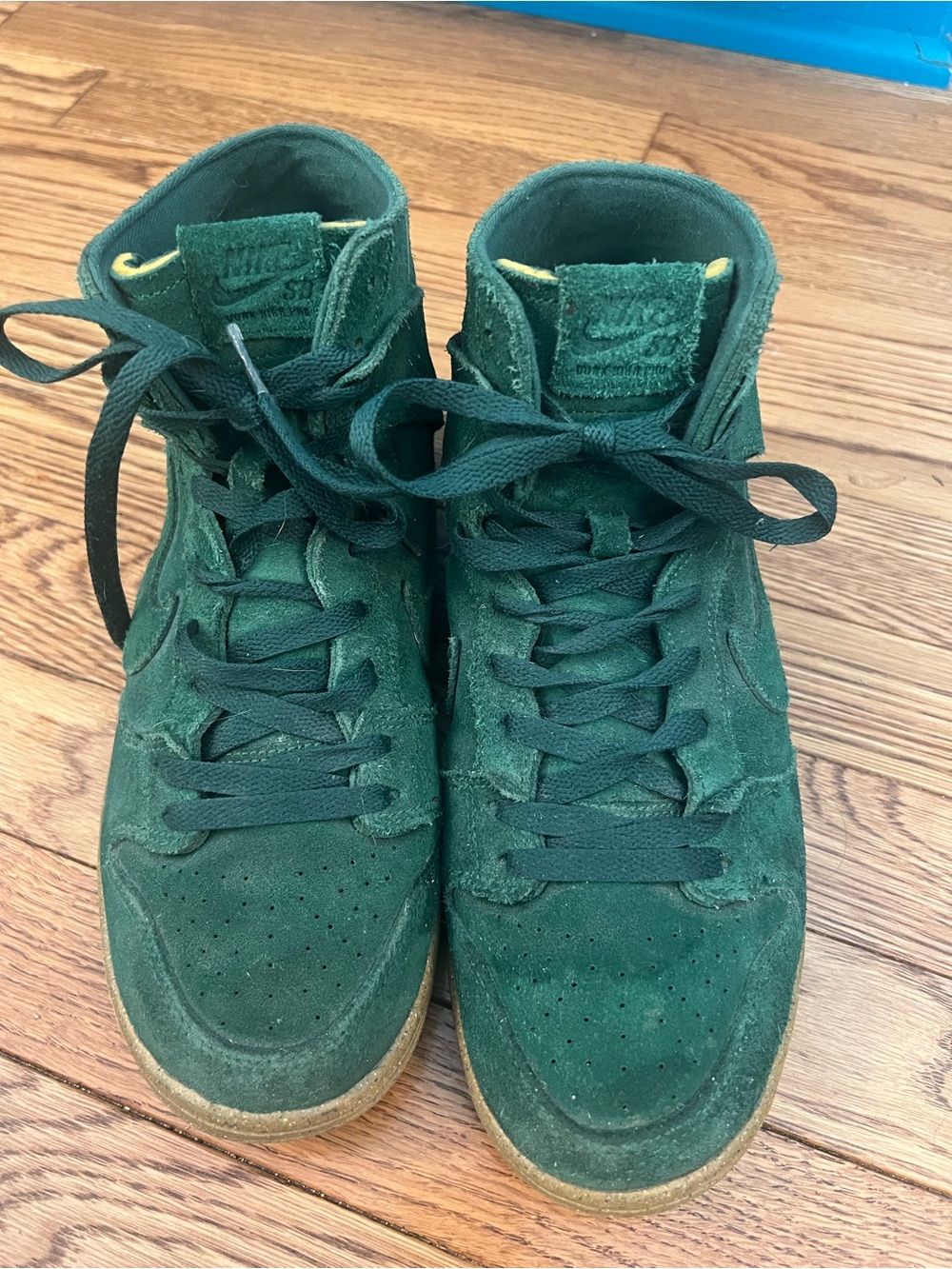 Nike Green Suede High-Top Sneakers with Gum Outsole